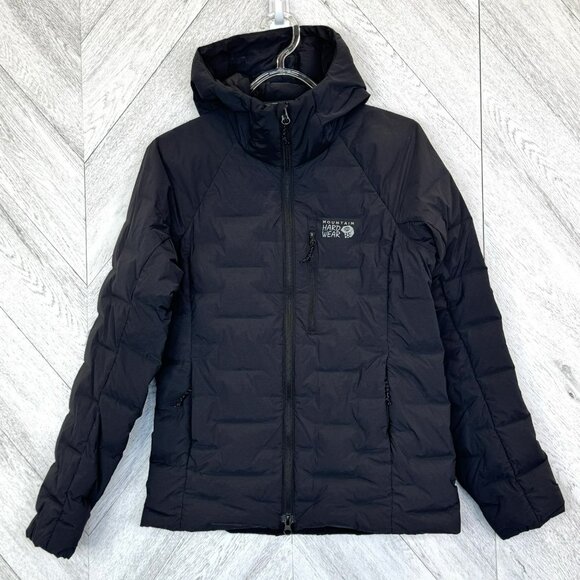 Mountain Hardwear Stretchdown Hoody Jacket Womens Size XS Black 700 Fill Down - Picture 1 of 7